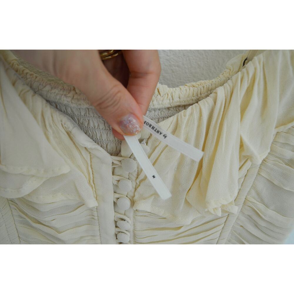 By Anthropologie Corset Tiered Lace Ruffle Maxi in Ivory Dress Medium $268 - Picture 6 of 7
